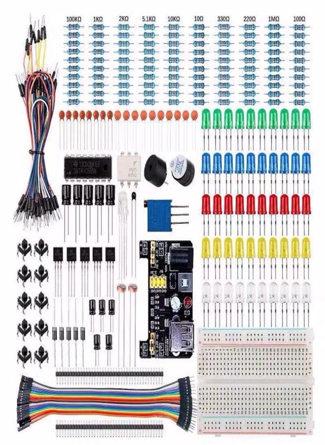 MVAQKLM  - Electronic Components Kit 830 Connect Points Breadboard Cable Resistor Applicable For UNO R3 - Image 1