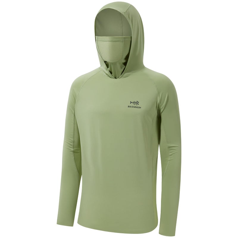 BASSDASH UPF 50 Mens Long Sleeve Fishing Shirt with Mask UV Neck Gaiter Hoodie - Image 2