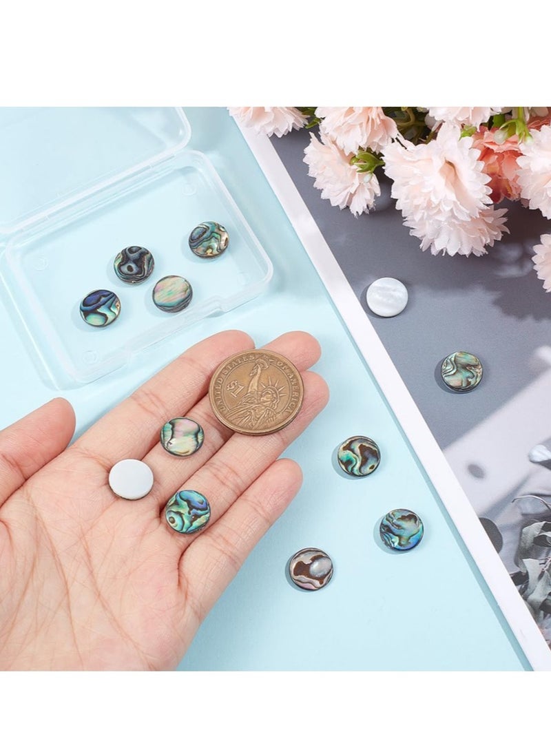 Excefore Natural Abalone Shell Cabochons, 12 Pcs 12mm No Hole Flat Round Shape Shell Coins, with Freshwater Shell Back, Unique Shell Jewelry Findings, for Bracelet Necklace Craft Jewelry Making - Image 2