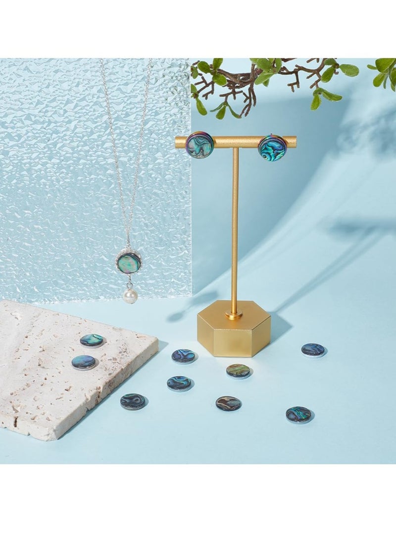 Excefore Natural Abalone Shell Cabochons, 12 Pcs 12mm No Hole Flat Round Shape Shell Coins, with Freshwater Shell Back, Unique Shell Jewelry Findings, for Bracelet Necklace Craft Jewelry Making - Image 3