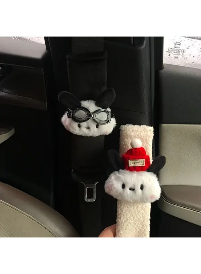 Pug Dog Car Seat Belt Shoulder Pad With Pink Bow Tie Cute Pet Car Accessory - Image 1