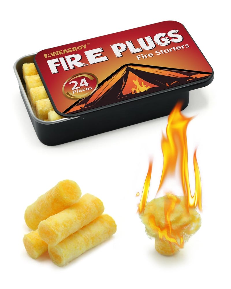 AWEASROY Fire Plugs Fire Starters - Windproof Fire Starter for Campfires Long Brun Time - Fire Starters for Fireplace,Chimney,BBQ Grill,Camping Fire,Wood Stove - Emergency Survival Tools 24pcs - Image 1
