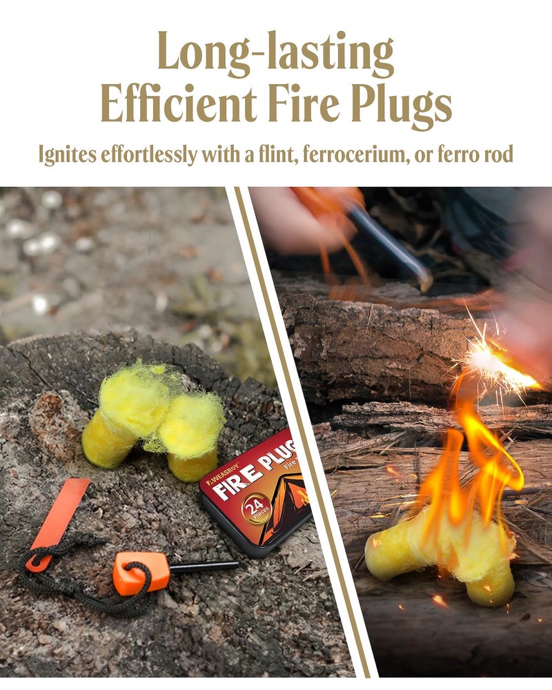 AWEASROY Fire Plugs Fire Starters - Windproof Fire Starter for Campfires Long Brun Time - Fire Starters for Fireplace,Chimney,BBQ Grill,Camping Fire,Wood Stove - Emergency Survival Tools 24pcs - Image 3