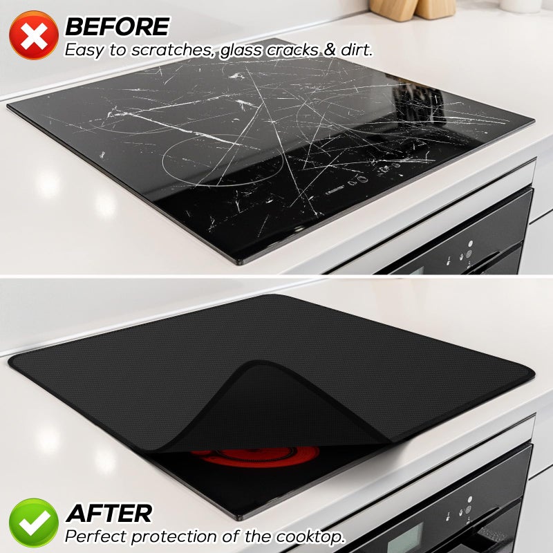 FLASLD Fireproof Electric Stove Top Cover, Heavy Duty Double 29.5Ã—21 Inches Pad for Glass Top Stove, Heat Resistant GlassTop Stove Mat, Kitchen Flat Cooktop Protector for Cat - Image 3