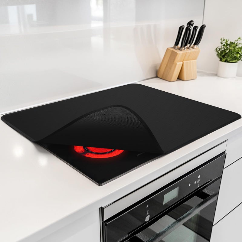 FLASLD Fireproof Electric Stove Top Cover, Heavy Duty Double 29.5Ã—21 Inches Pad for Glass Top Stove, Heat Resistant GlassTop Stove Mat, Kitchen Flat Cooktop Protector for Cat - Image 1