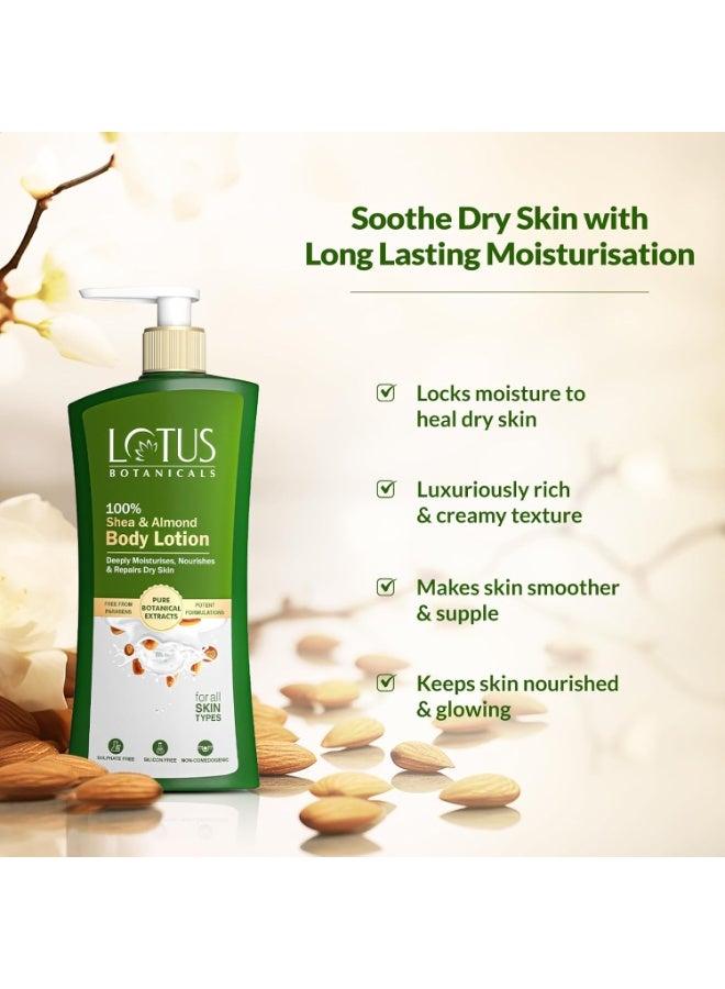 لوتس بوتنيكال لوشن الجسم "لوتس بوتانيكالز" (Lotus Botanicals) بخلاصة زبدة الشيا واللوز بنسبة 100% | 270 مل (عبوة من قطعتين) | ترطيب عميق للبشرة الجافة | بشرة ناعمة ومغذّاة | إصلاح البشرة المتضررة | خالٍ من البارابين | مناسب لجميع أنواع البشرة | للنساء والرجال - Image 3