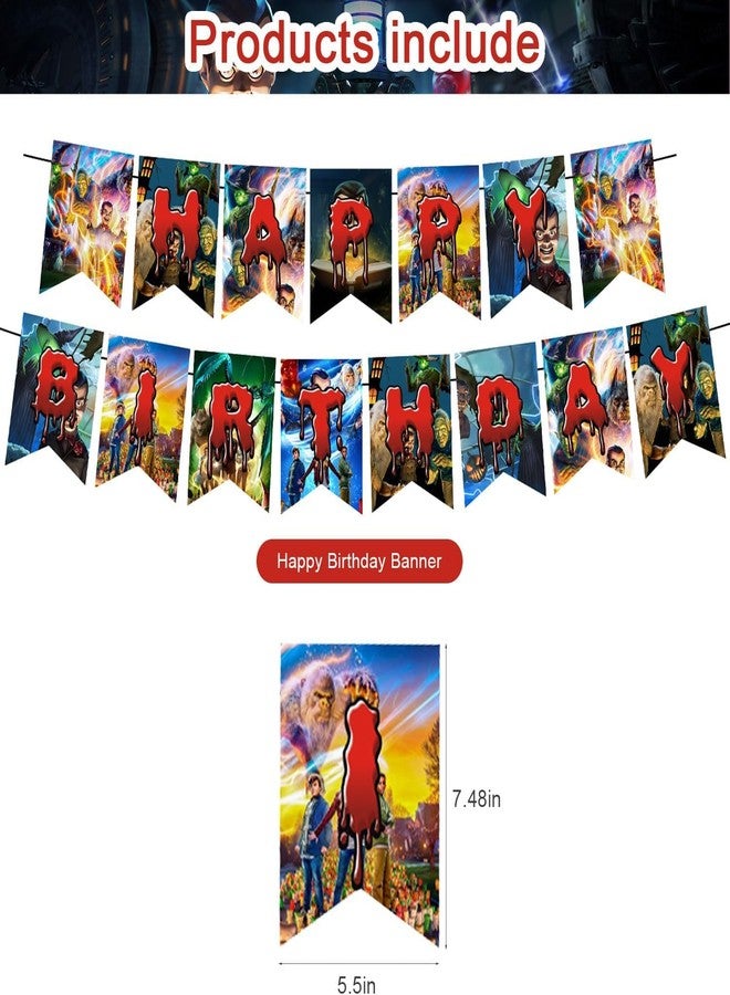 Karg Goosebumps Birthday Party Decorations, Happy Birthday Banner, 18 Balloons, 12 Cupcake Toppers, 1 Cake Topper in Red, Black - Image 3