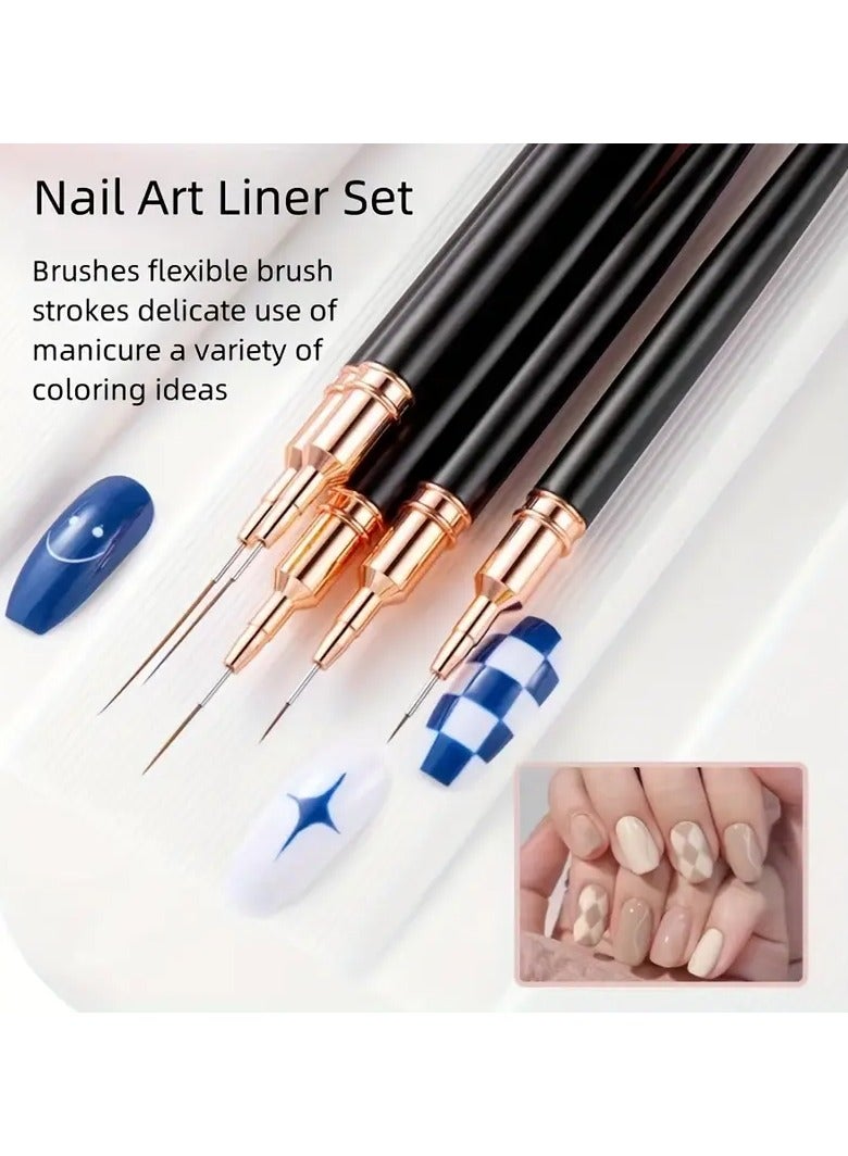 Goolsky 5pcs Nail Art Brushes Details, Long Nail Art Line Brush Manicure Gel Fine Design, Thin Nail Design Brush Set Gel Polish Painting Pen Nail Brush Nail Art Size 5/8/12/20/25mm - Image 1