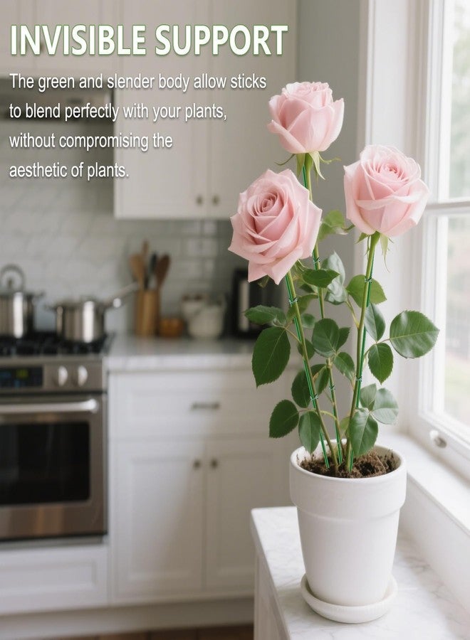 SupKing Plant Support Stakes Bendable 17.7 Inch 15Pcs Metal Sturdy Plant Sticks Garden Green Stem Support Pole Rods for Indoor Outdoor Potted Plants,Flowers Orchid Peony Rose,20Pcs Ties - Image 5