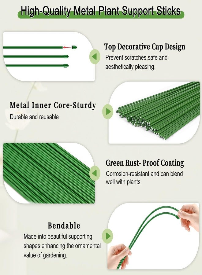 SupKing Plant Support Stakes Bendable 17.7 Inch 15Pcs Metal Sturdy Plant Sticks Garden Green Stem Support Pole Rods for Indoor Outdoor Potted Plants,Flowers Orchid Peony Rose,20Pcs Ties - Image 3
