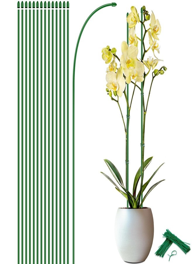 SupKing Plant Support Stakes Bendable 17.7 Inch 15Pcs Metal Sturdy Plant Sticks Garden Green Stem Support Pole Rods for Indoor Outdoor Potted Plants,Flowers Orchid Peony Rose,20Pcs Ties - Image 1