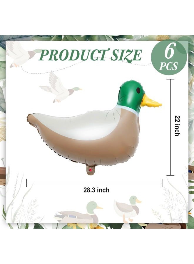 PullCrease 6 Pcs 28.3'' Mallard Duck Shaped Foil Balloons for Duck Hunting Birthday One Lucky Party Decoration Party Supplies - Image 2