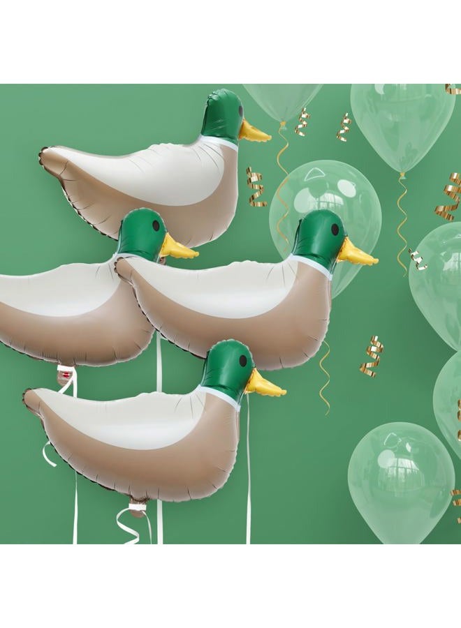 PullCrease 6 Pcs 28.3'' Mallard Duck Shaped Foil Balloons for Duck Hunting Birthday One Lucky Party Decoration Party Supplies - Image 3