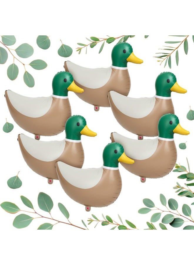 PullCrease 6 Pcs 28.3'' Mallard Duck Shaped Foil Balloons for Duck Hunting Birthday One Lucky Party Decoration Party Supplies - Image 1