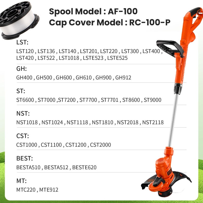 KAKO AF100 Spool for Black Decker Weed Eater String, 0.065" 30ft Autofeed Spool for Black Decker AF100 Replacement Spool, Replace GH600 GH900 Spool for Black Decker Weed Eater Spool(16+3+3) - Image 2