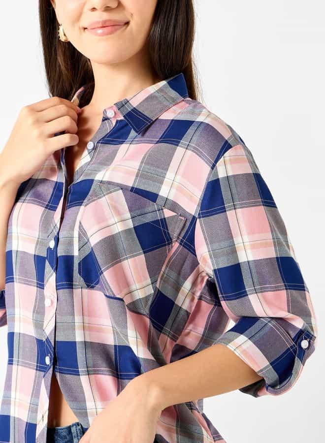 Lee Cooper Relaxed Fit Checked Shirt with Chest Pocket - Image 4