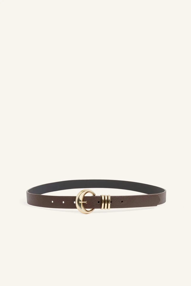 Woman Rectangle Clasp Faux Leather Jean Belt