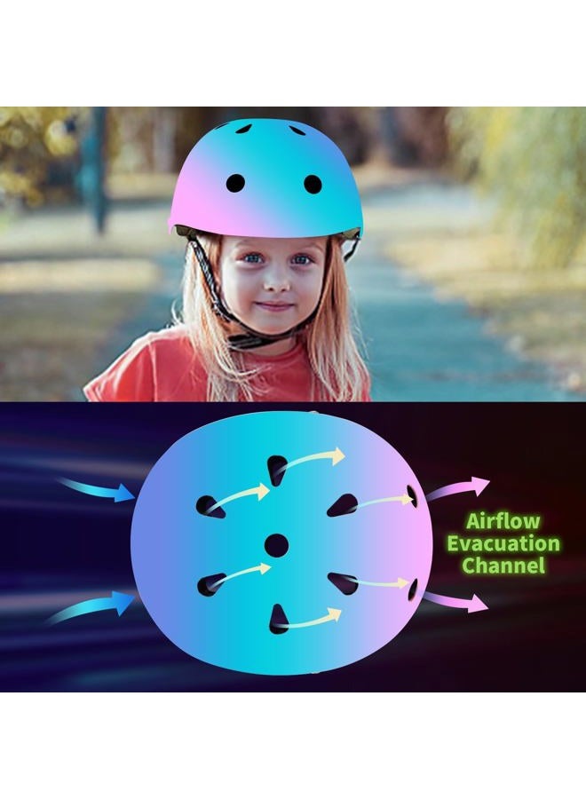 JeeFree Adjustable Gradient Color Skateboard Helmet for 3-5-8-14+Ages【Toddler Kids Youth Adult】 Girls Boys Woman.Bike Helmet for Multi-Sports Cycling Bicycle Scooter Inline Roller Skate Rollerblading - Image 5