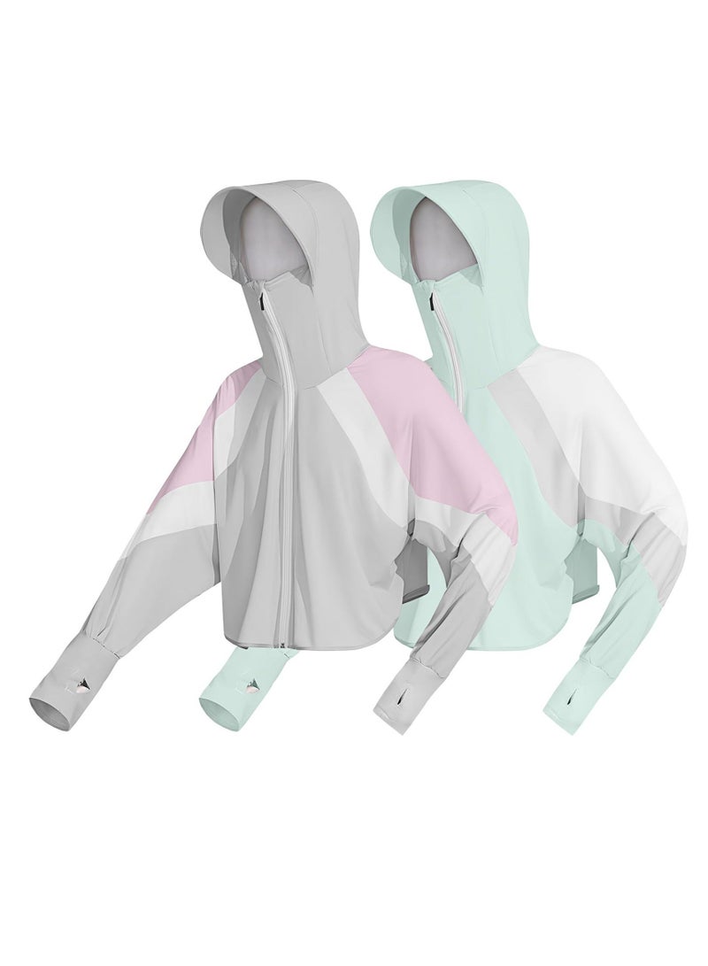 Generic UV Protection Clothing, 2 Pcs Sun Protection Hoodie Jacket, Full Zip Clothing for Women Fit Size S-XL - Image 1