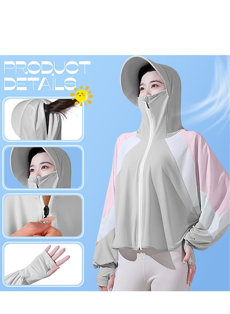 Generic UV Protection Clothing, 2 Pcs Sun Protection Hoodie Jacket, Full Zip Clothing for Women Fit Size S-XL - Image 2