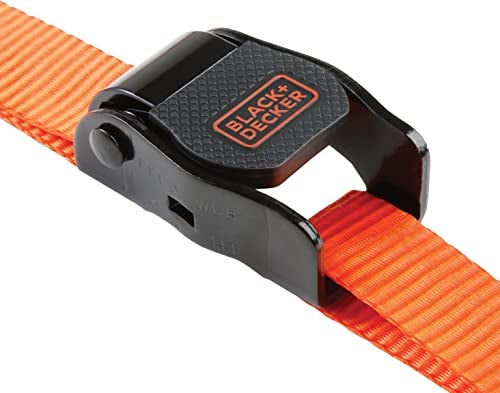 BLACK+DECKER BDX1004 Black/Orange 1" x 10' Cam-Buckle Tie Down Straps - 300 lb Safe Working Load / 900 lb Break Strength, 4 Pack - Image 5