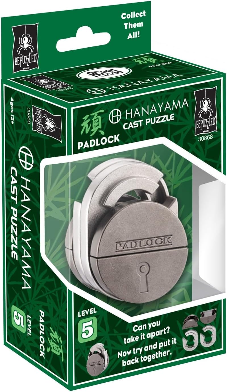 Bepuzzled Padlock Hanayama Cast Metal Brain Teaser Puzzle (Level 5) Puzzles For Kids & Adults Ages 12 & Up - Image 1