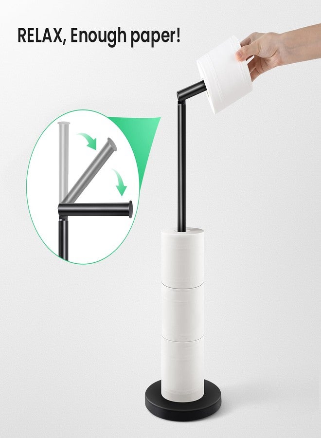 Cesun Toilet Paper Holder Stand Free Standing, Black Toilet Paper Storage with Heavy Weighted Base, Bathroom Stainless Steel Toilet Paper Roll Holder, Non-Slip, Matte Black - Image 4