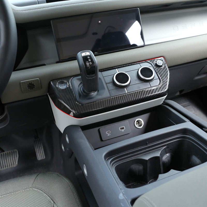 CHEYA ABS Center Control Air Conditioning Mode Button Frame for Land Rover Defender 110 2020 Car Accessories Carbon Fiber Style