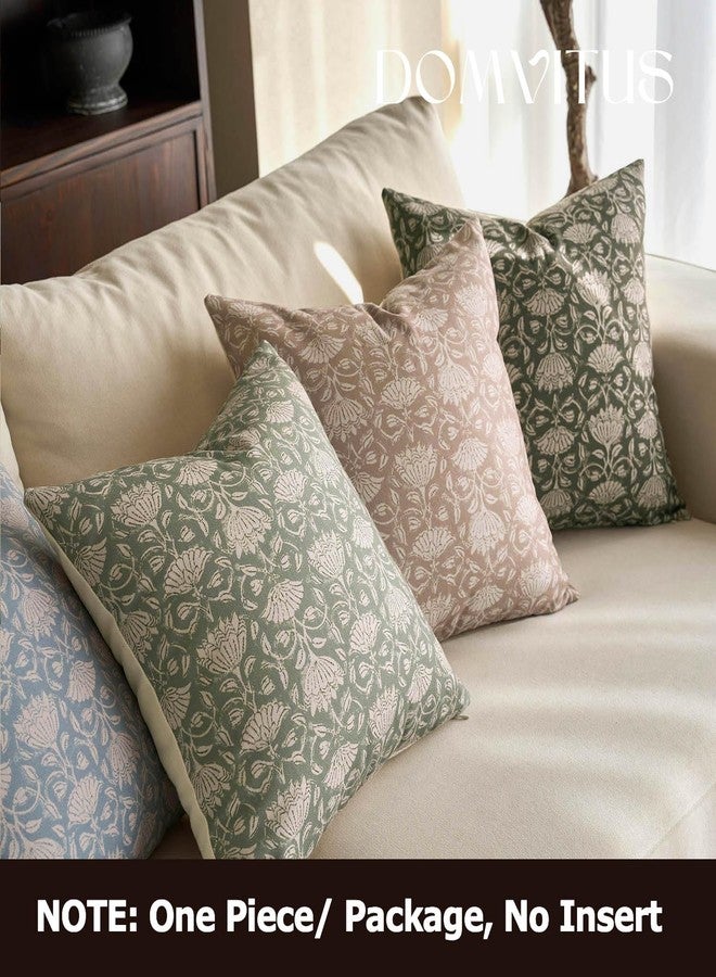 DOMVITUS Floral Pillow Covers 20x20 Decorative Throw Pillow Covers Floral Block Print Farmhouse Vintage Pillow Cover for Living Room Couch Bed Sage Green 1PC - Image 5