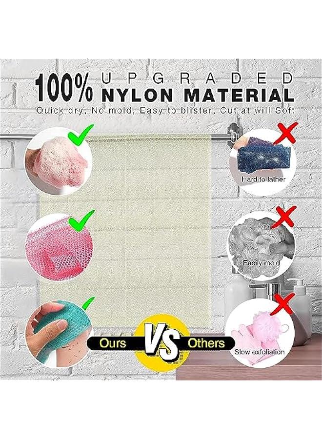 FYLX 3 African exfoliating net African Net Long Net Bath Sponge Exfoliating Shower Body Scrubber Back Scrubber Skin SmoGreat for Daily Use pink milky white light green) - Image 2