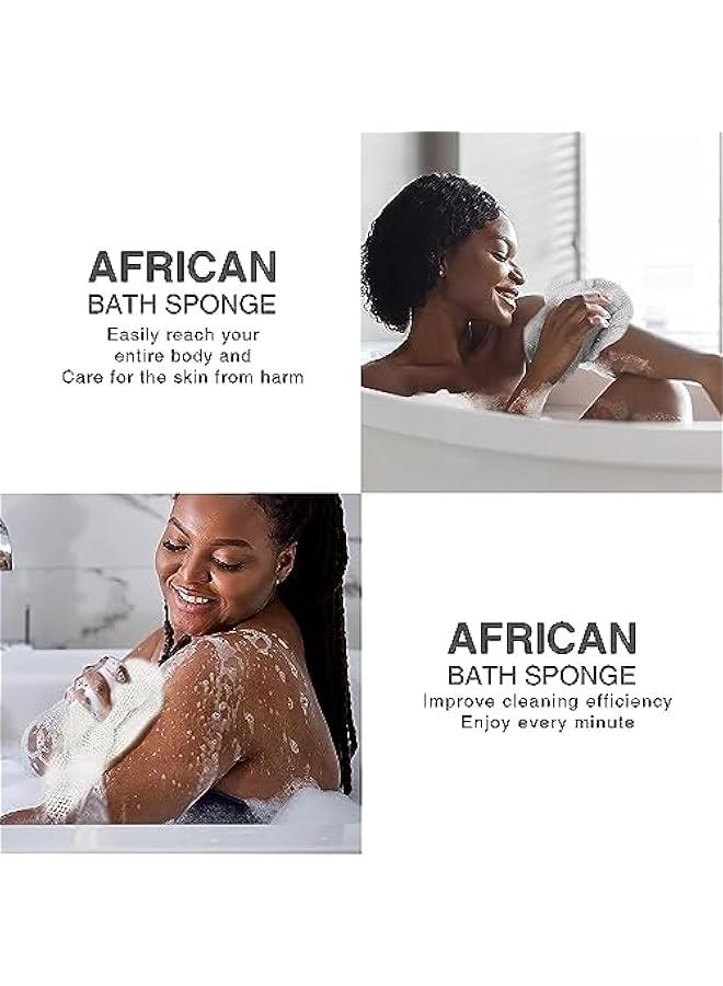 FYLX 3 African exfoliating net African Net Long Net Bath Sponge Exfoliating Shower Body Scrubber Back Scrubber Skin SmoGreat for Daily Use pink milky white light green) - Image 5