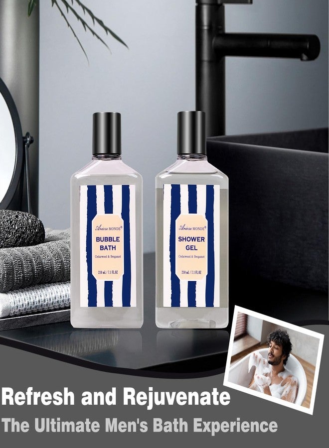 ArioseMonde هدايا الآباء للرجال مجموعة هدايا الحمام والعناية بالجسم للرجال مع 10 قطع من مجموعة هدايا السبا من خشب الأرز والبرغموت، مجموعة هدايا الحمام تشمل بلسم اللحية، حمام فقاعات. سلة هدايا سبا مثالية للاسترخاء للرجال - Image 3