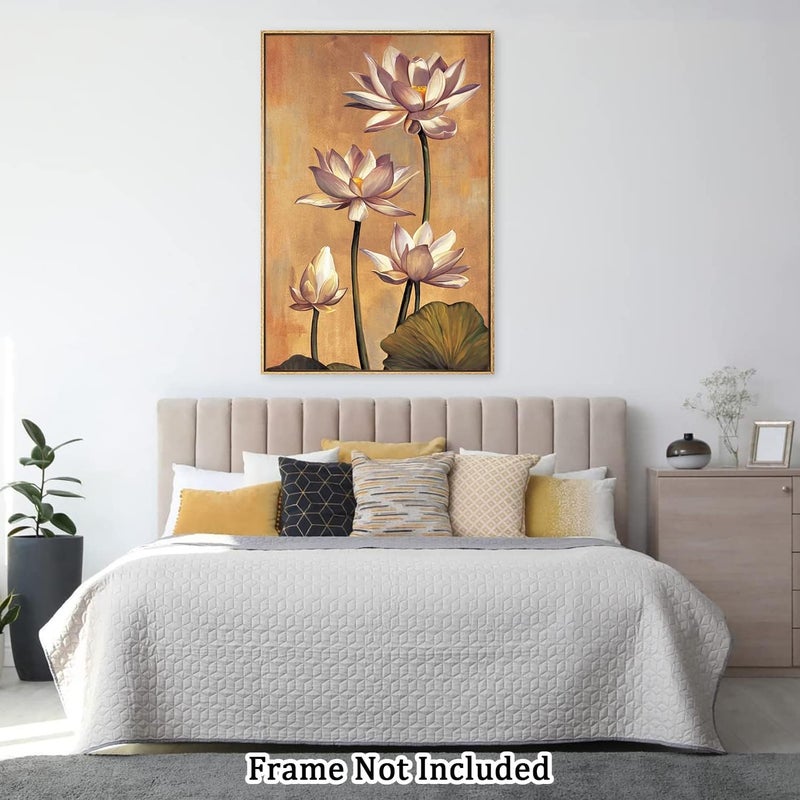Home Trove Home trove Canvas Prints Wall Art For Home and Office Wall Decoration Watercolor Pink Lotus Canvas Artwork Print Painting Picture Pink Flower Modern Abstract Unframe Wall Art for Living Room Bedroom Kitchen  - Image 2