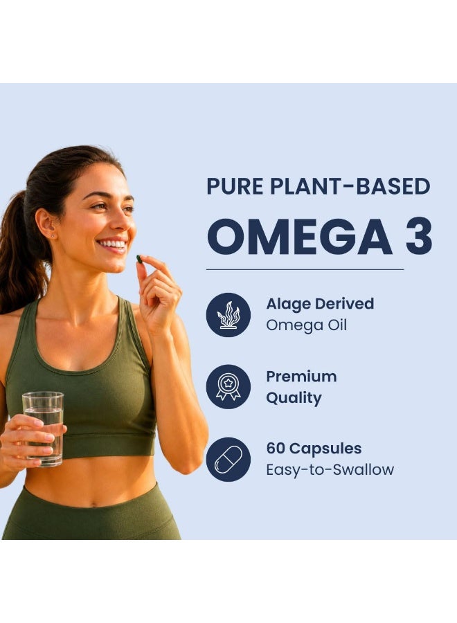 Zeroharm Veg Omega DHA Capsules 400mg | Plant-Based Omega-3 from Algae (Not Fish Oil) | Supports Brain, Heart, Eye & Joint Health | Veg Omega 3 DHA Supplement for Men and Women | 60 Capsules - Image 4