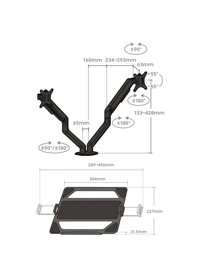 Brateck North Arc Laptop Stand Notebook Stand Computer Desk Stand Computer Stand Monitor Stand Riser Bracket E350-2 Obsidian Black + Ape40 - Image 3