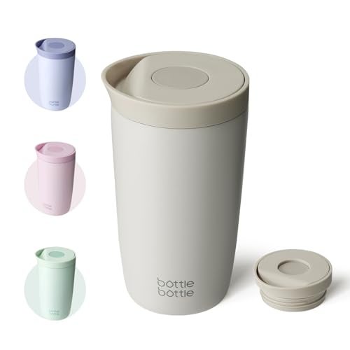 Bottle Bottle Insulated Travel Mug 350ml Stainless Steel Office Coffee Cup with Push Button Lid Keeps Cold and Hot for 8 Hours Gray