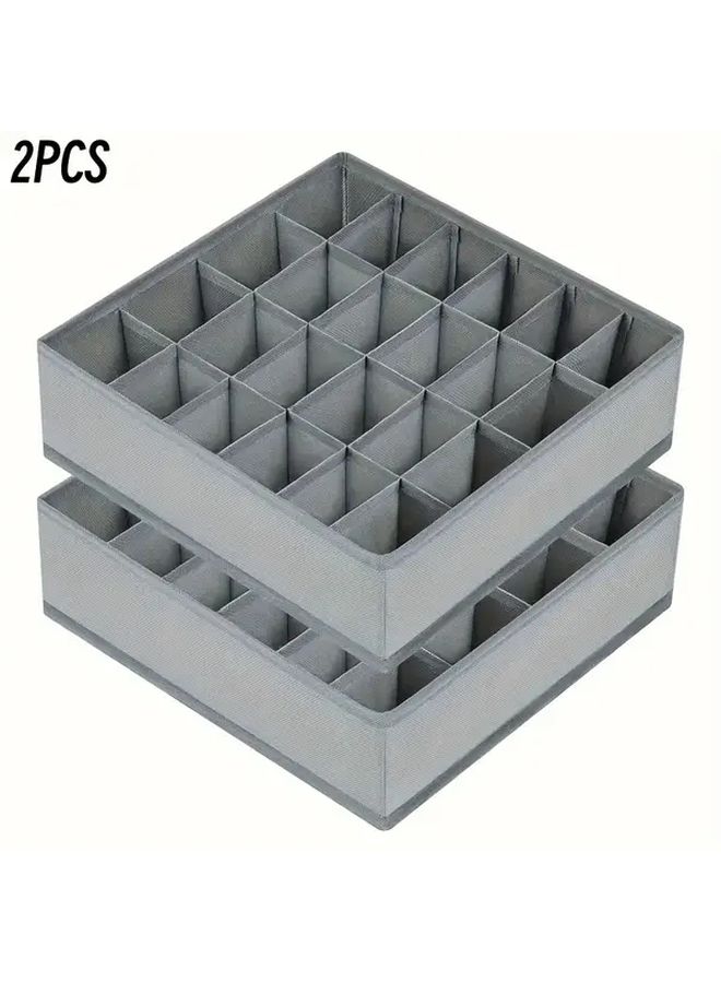 Light Gray 2 Pack 24 Cell Collapsible Closet Organizers And Sock Drawer Dividers - Image 2