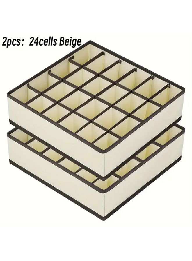 Light Gray 2 Pack 24 Cell Collapsible Closet Organizers And Sock Drawer Dividers - Image 1