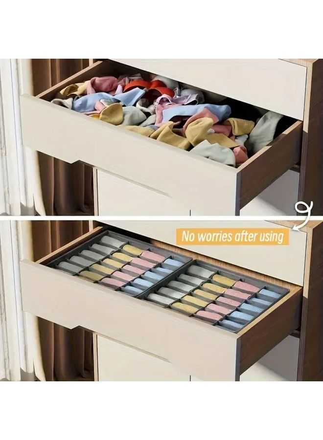 Light Gray 2 Pack 24 Cell Collapsible Closet Organizers And Sock Drawer Dividers - Image 3