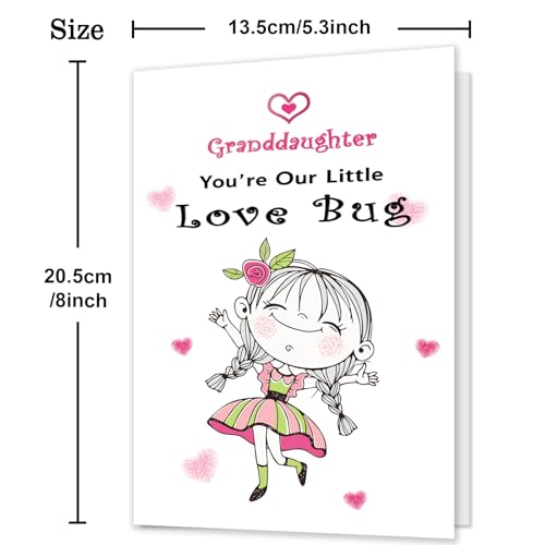 HEJOYN Valentine Card for Granddaughter, Happy Valentine's Day Card Gifts for Granddaughter - Image 3