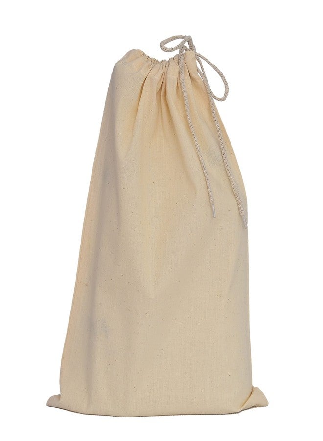TBF 12 Pack Cotton Canvas Drawstring Shoe Storage Travel Bags in Bulk, Wholesale Blank Cotton Draw String Sack Packs (Natural) - Image 1