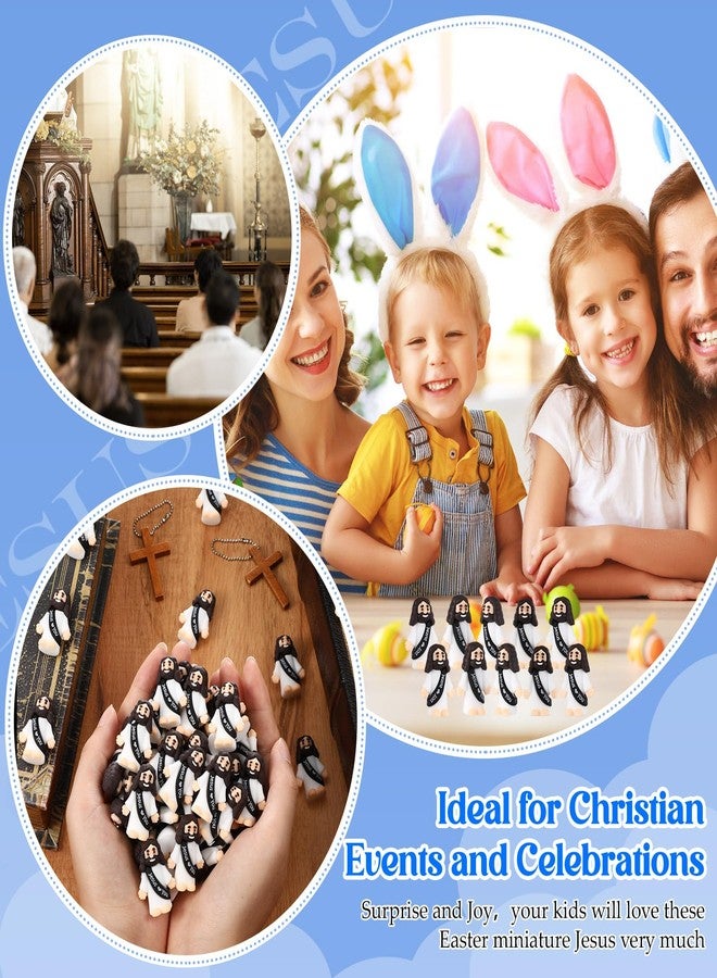 Bememo 100 Pcs Little Jesus Figures Jesus Loves You Original Design Rubber Pocket Toys Little Figures to Hide and Seek Sunday School Religious Party Share Gifts(Black) - Image 4