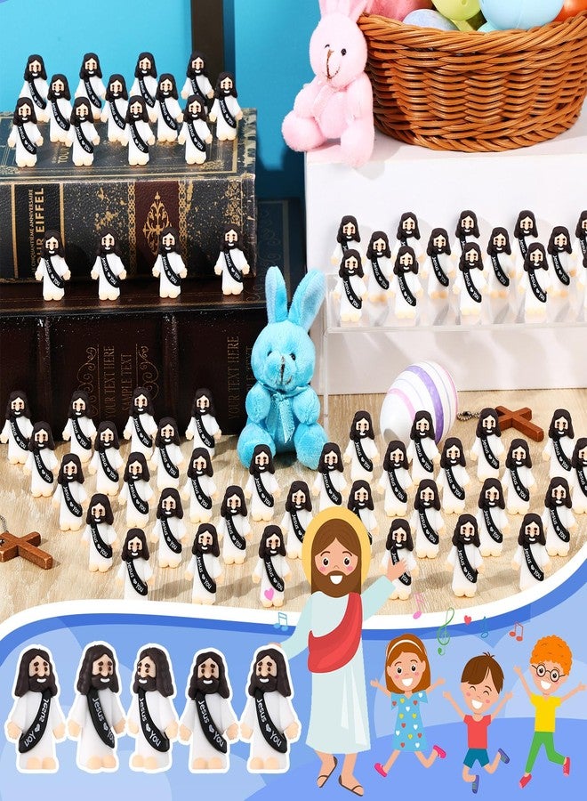 Bememo 100 Pcs Little Jesus Figures Jesus Loves You Original Design Rubber Pocket Toys Little Figures to Hide and Seek Sunday School Religious Party Share Gifts(Black) - Image 3