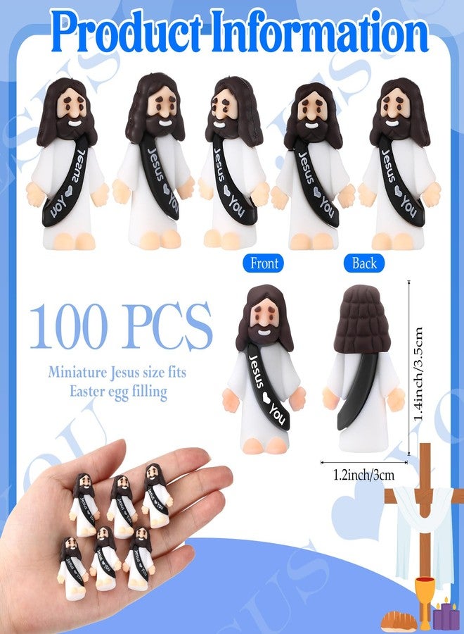 Bememo 100 Pcs Little Jesus Figures Jesus Loves You Original Design Rubber Pocket Toys Little Figures to Hide and Seek Sunday School Religious Party Share Gifts(Black) - Image 2