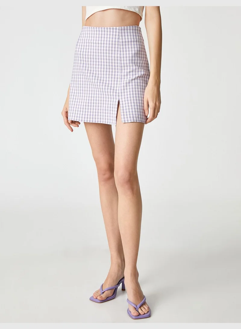 KOTON Side Slitted Slim Fit Mini Skirt