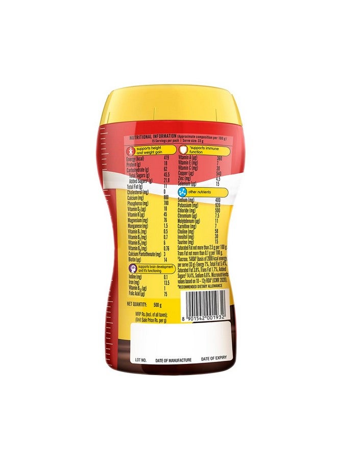 Complan Nutrition Drink Powder For Children, Royale Chocolate Flavour, 500 G Jar | Nutrition Drink For Kids With Protein & 34 Vital Nutrients  - Image 2