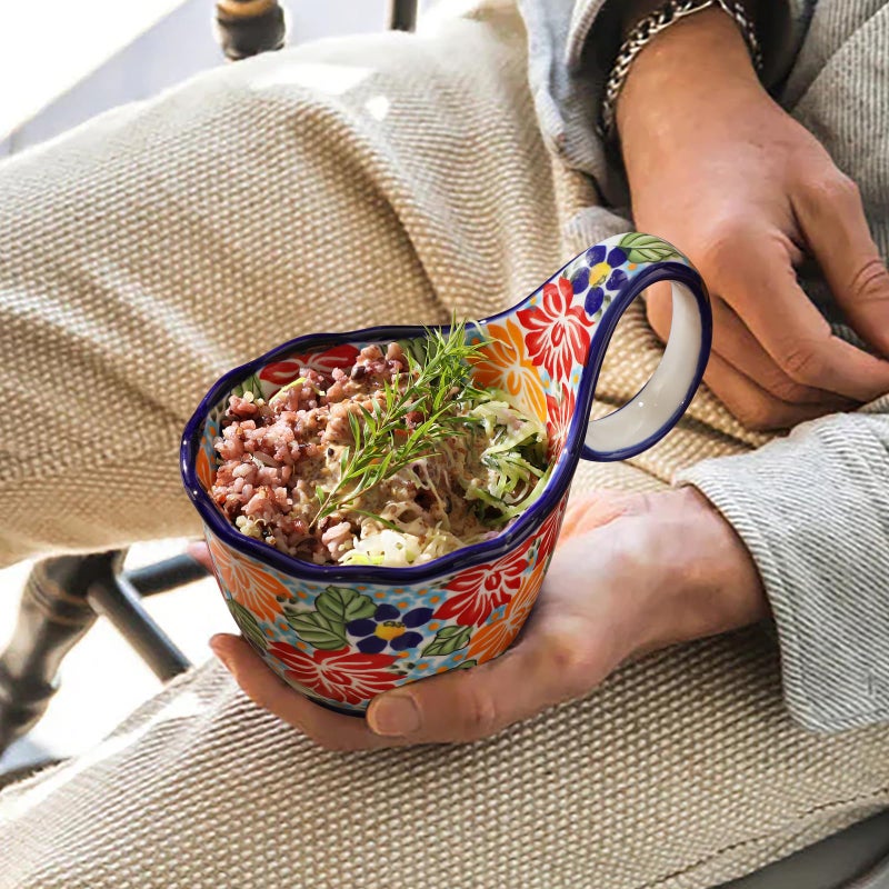 ALMA 2025 Updated Soup Bowl with Large Long Handle Microwavave Safe,18oz Soup Bowl, Giftable Mug for Women,Unique Cereal Bowls-Thriving Floral Theme - Image 2