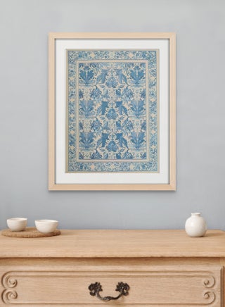 Art Decor Vintage-Inspired Carpet Art Print Blue and Cream Antique Chinoiserie Pattern with Matboard Framed Fine Art Wall Décor for Living Rooms Bedrooms Dining Rooms Cultural Spaces Gifting - pzsku/Z932AD61FDF7D8D202F51Z/45/_/1722423349/5310969e-7574-4b17-b14c-7cd754406bec