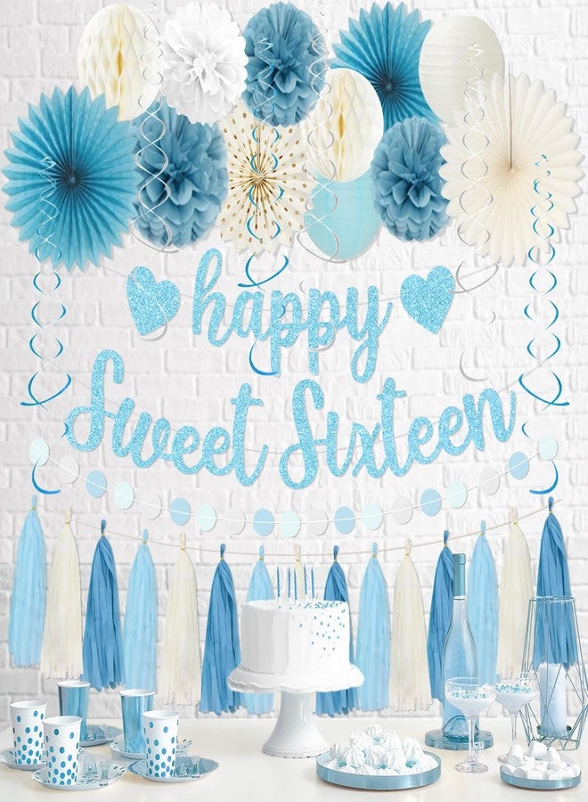 Roetyce Blue Happy 16th Birthday Banner Decorations - Image 5
