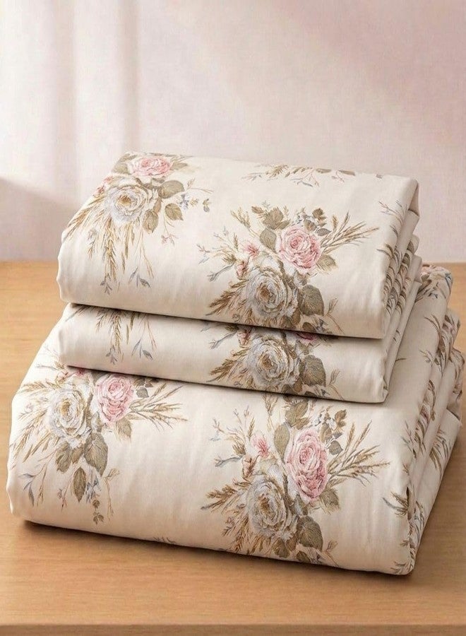 Castiqa 310TC Cotton Feels All Around Elastic Soft Premium Floral Super King XXL Jointless Bedsheet 108 x 108 Inches with Two King Size Pillow Covers (Multicolor XVI) - 3 Piece Set - Image 4